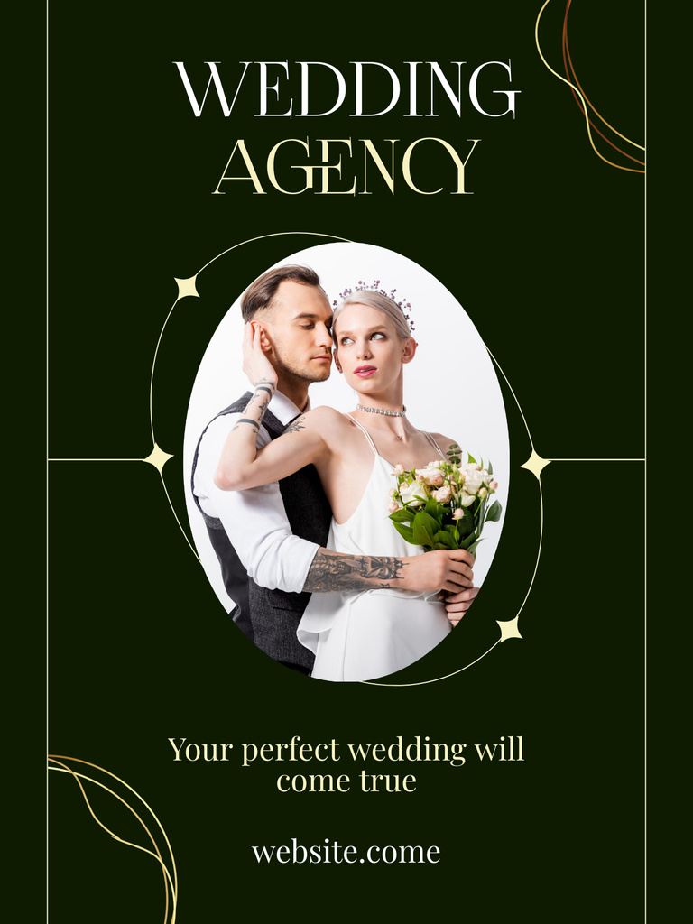 Wedding Planner Agency Ad with Elegant Couple Poster US Šablona návrhu