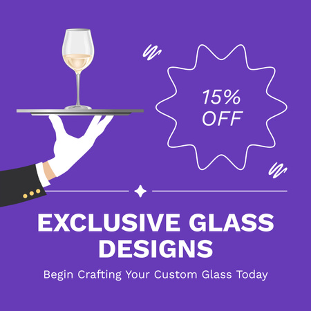 Designs exclusivos de vidros com descontos e taças de vinho Animated Post Modelo de Design