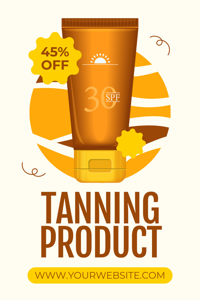 Designvorlage Discount on Tanning Products in Golden Tube für Pinterest