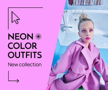 Fashion Ad with Stylish Woman in Purple Medium Rectangle Design Template
