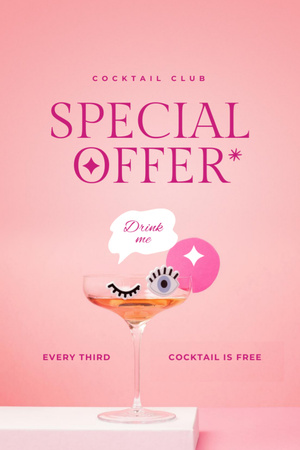 Cocktail Club Special Offer Flyer 4x6in Design Template