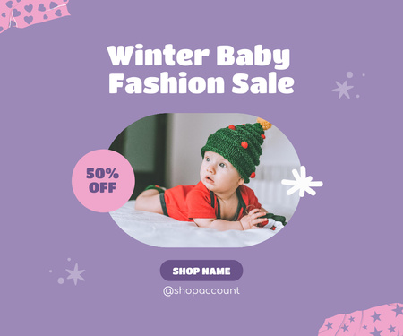 Baby Winter Clothes Sale Large Rectangle Design Template