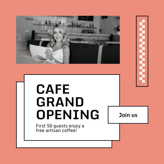 Designvorlage Extraordinary Cafe Opening Announcement With Gift For Guests für Instagram
