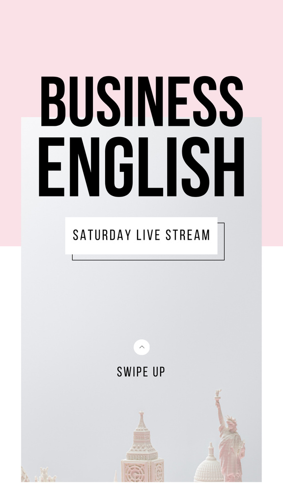 Business English Live Stream annoucement Instagram Story Modelo de Design