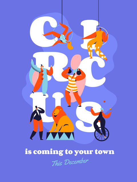 Plantilla de diseño de Hilarious Circus Show Event Announcement In December Poster US 