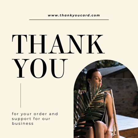 Platilla de diseño Thank You Card with Attractive Woman in Swimsuit Instagram