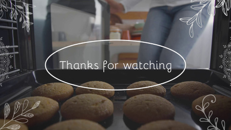 Baking Vlog Channel With Cookies In Oven YouTube outro Design Template