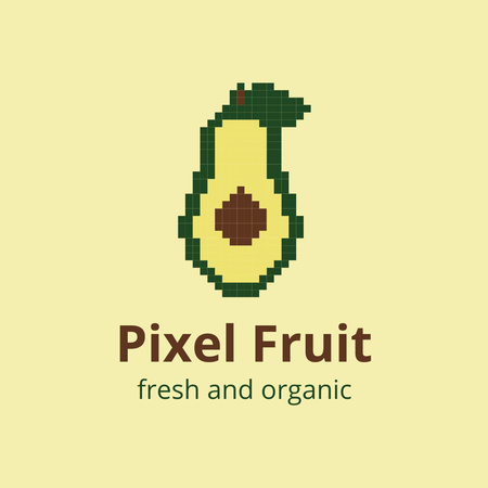 Pixel gyümölcs, bio élelmiszerbolt logója Logo tervezősablon