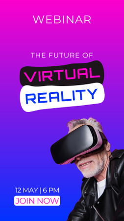 Ontwerpsjabloon van Instagram Story van Virtual Reality Webinar Invitation with Man in VR Glasses