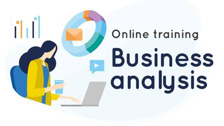 Ontwerpsjabloon van Youtube Thumbnail van Business Analysis Courses Woman Working on Report