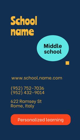 Advertisement of Middle School Business Card US Vertical Design Template