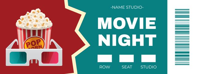 Template di design Advertisement for Movie Night with Cup of Popcorn Ticket