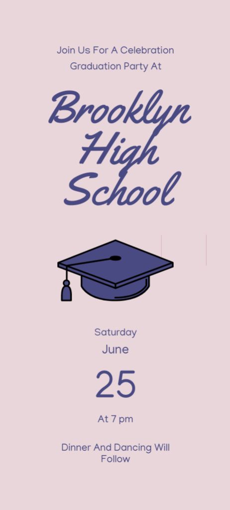 High School Graduation Party Announcement Invitation 9.5x21cm – шаблон для дизайну