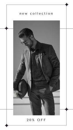 Template di design nuova collezione di moda maschile con uomo in abito da lavoro Instagram Story