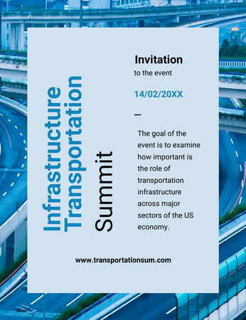 Highways In Blue For Transportation Summit Invitation 13.9x10.7cm Design Template
