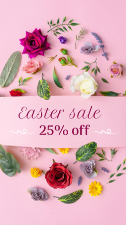 Colorful Florals For Easter Holiday With Discount Instagram Story tervezősablon
