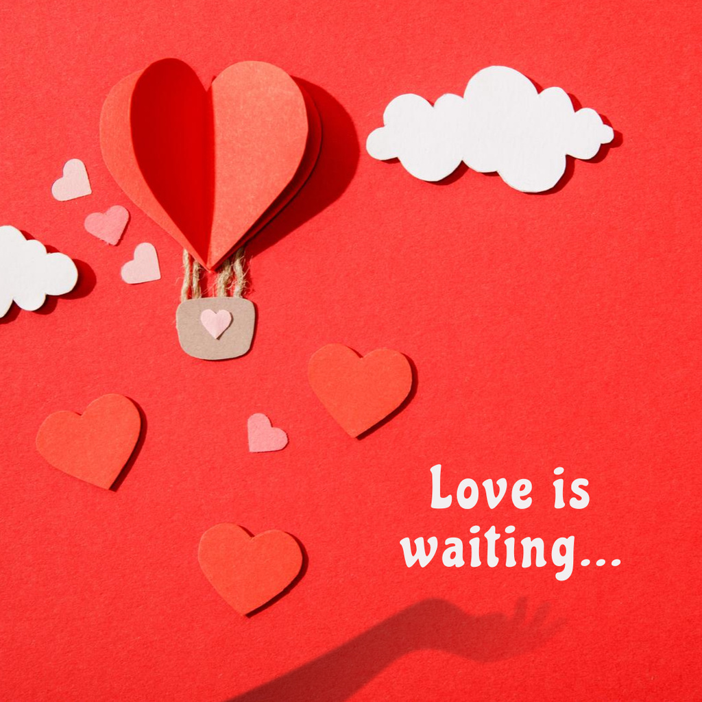 Happy Valentine's Day with Hot Air Balloon and Clouds Instagram – шаблон для дизайна