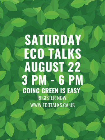 Plantilla de diseño de Ecological Event Announcement Green Leaves Texture Poster US 