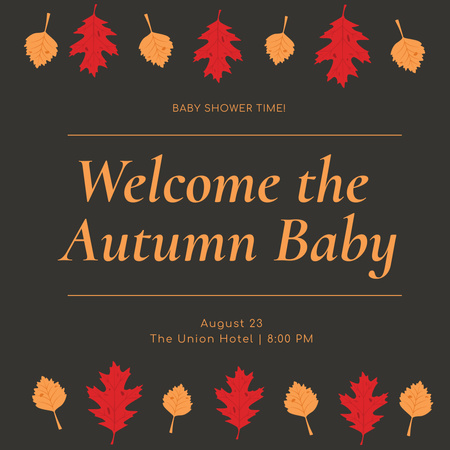 Welcoming Autumn Card with Leaves Instagram Design Template