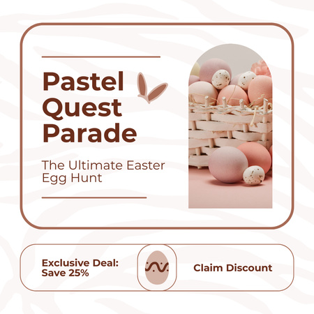 Template di design Promozione caccia alle uova di Pasqua con graziose uova rosa nel cestino Instagram