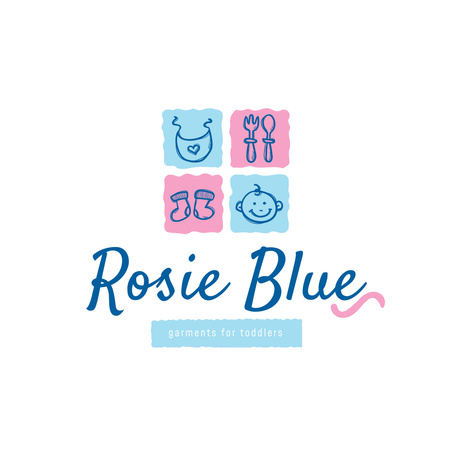 Kids' Products Ad in Blue and Pink Logo 1080x1080px tervezősablon