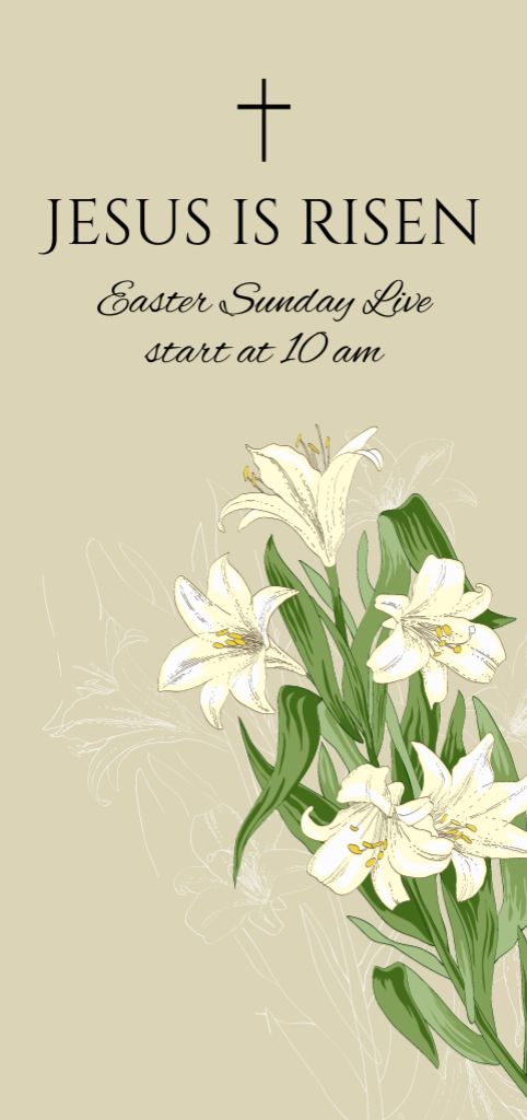 Easter Sunday Celebration Announcement with Lily Bouquet Flyer DIN Large Design Template