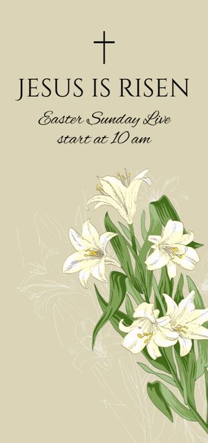 Easter Sunday Celebration Announcement with Lily Bouquet Flyer DIN Large Design Template