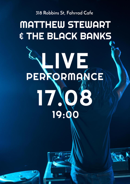 Plantilla de diseño de Live Performance Announcement with Dj Poster 