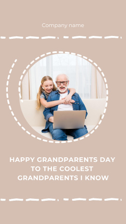 Grandfather and Granddaughter Spend Time Together Use Laptop Instagram Video Story Design Template