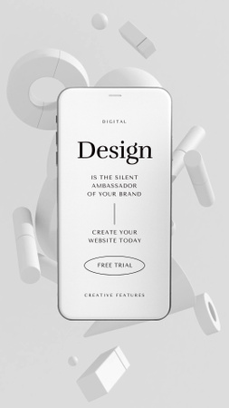 Designvorlage website-design-anzeige mit modernem smartphone für Instagram Video Story