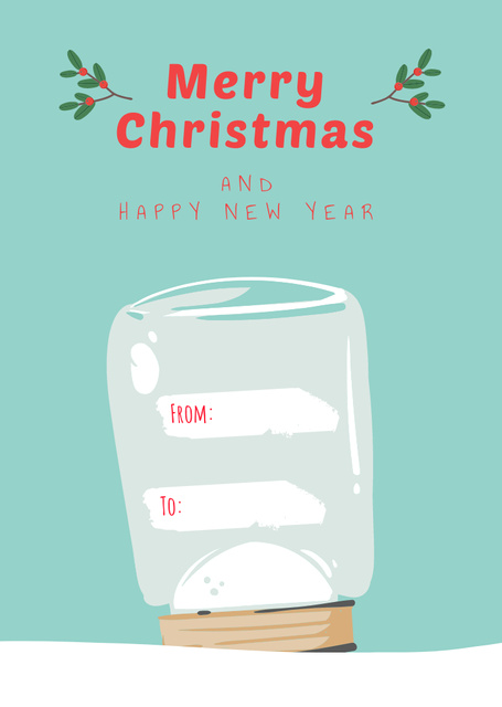 Cute Christmas Holiday Greeting Postcard A6 Vertical Design Template