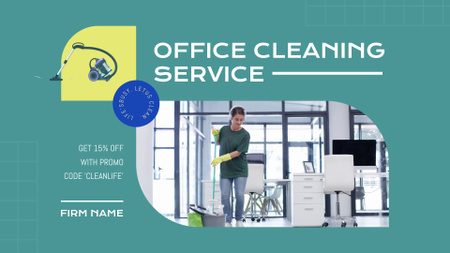 Template di design Servizio professionale di pulizia dell'ufficio con sconto Full HD video