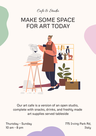 Art Cafe and Gallery Invitation Poster Modelo de Design