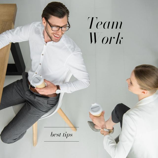 Designvorlage Team Work concept with Colleagues in office für Instagram