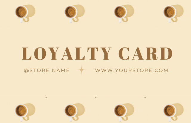 Beige Coffee Shop Loyalty Business Card 85x55mm Tasarım Şablonu