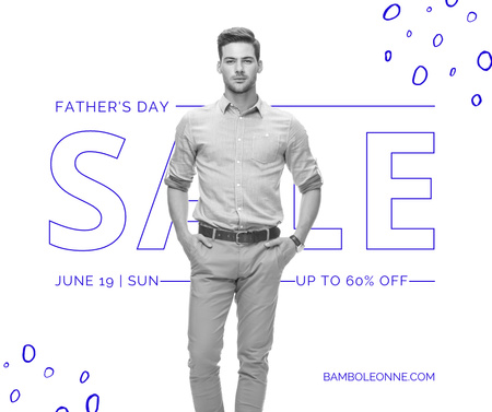 Father's Day Sale Announcement with Stylish Man Facebook Design Template