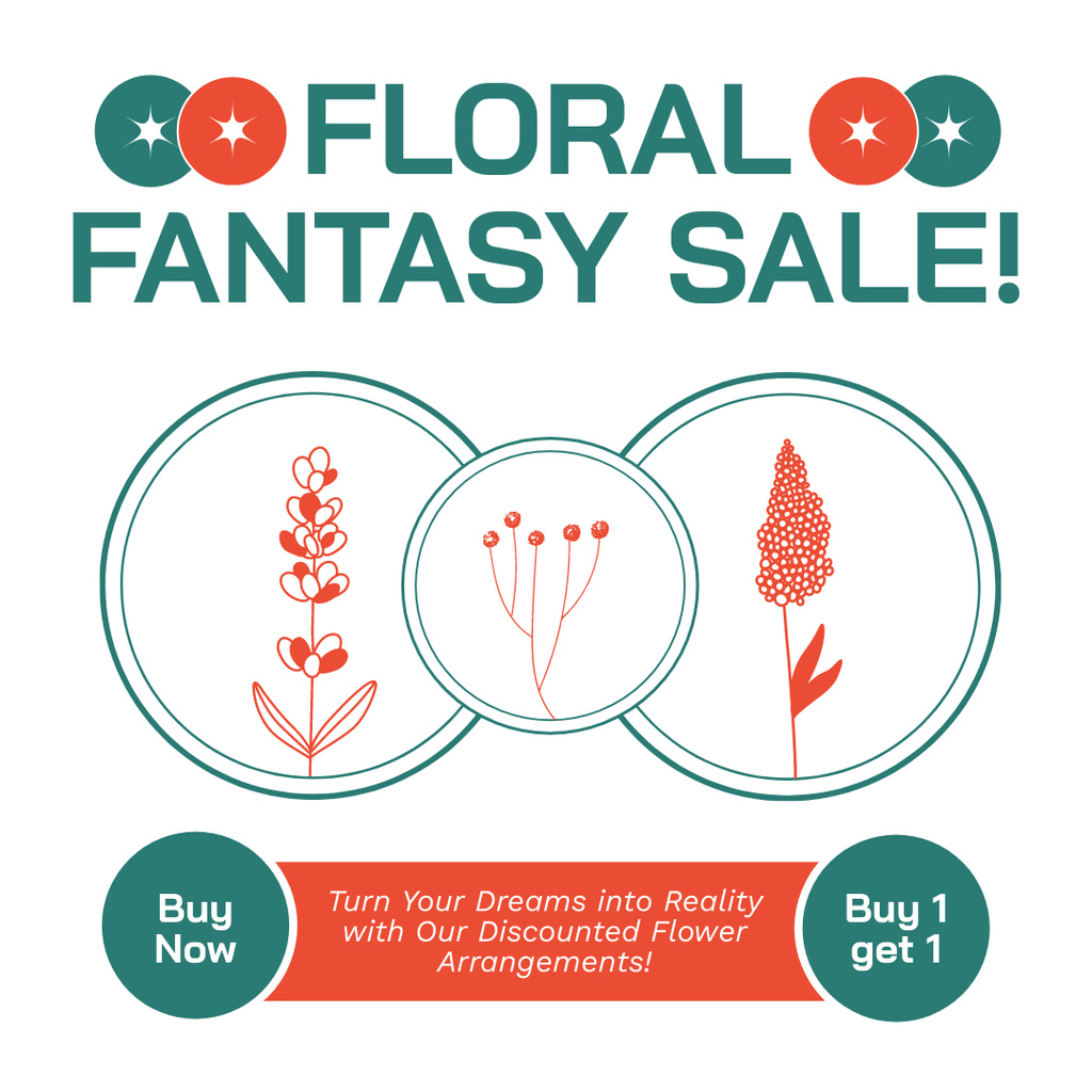 Fantastic Flower Sale Announcement Instagram ADデザインテンプレート