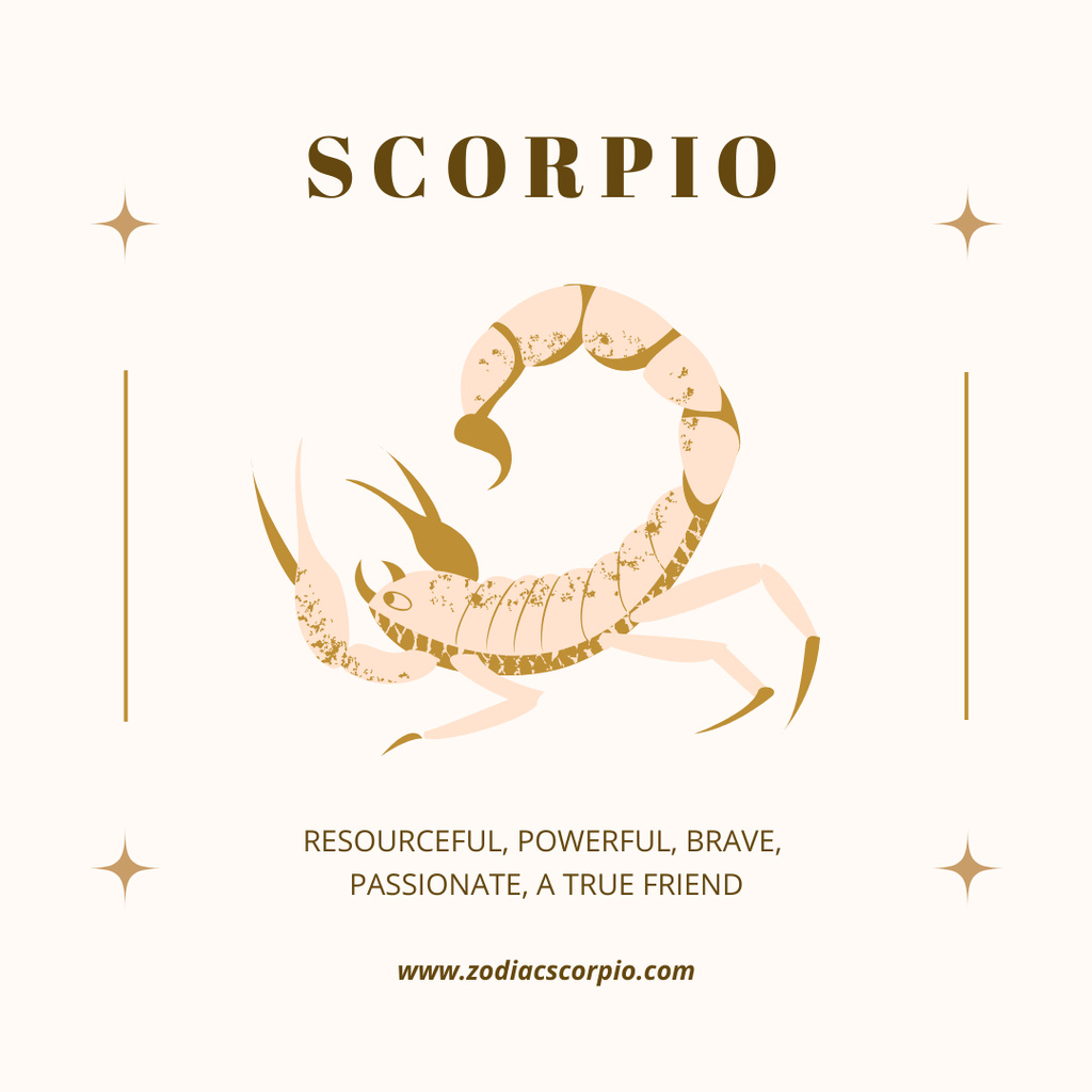 Scorpio Zodiac Sign Characteristics in Beige Instagramデザインテンプレート