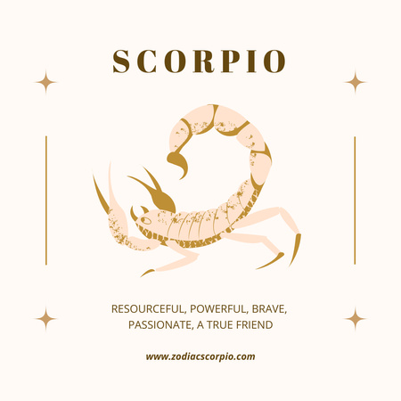 Scorpio Zodiac Sign Characteristics in Beige Instagram Tasarım Şablonu