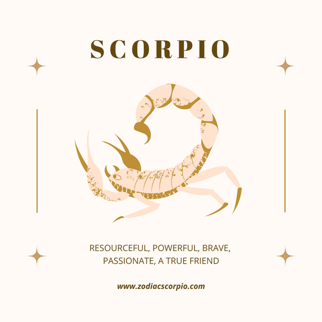 Scorpio Zodiac Sign Characteristics in Beige Instagram – шаблон для дизайна