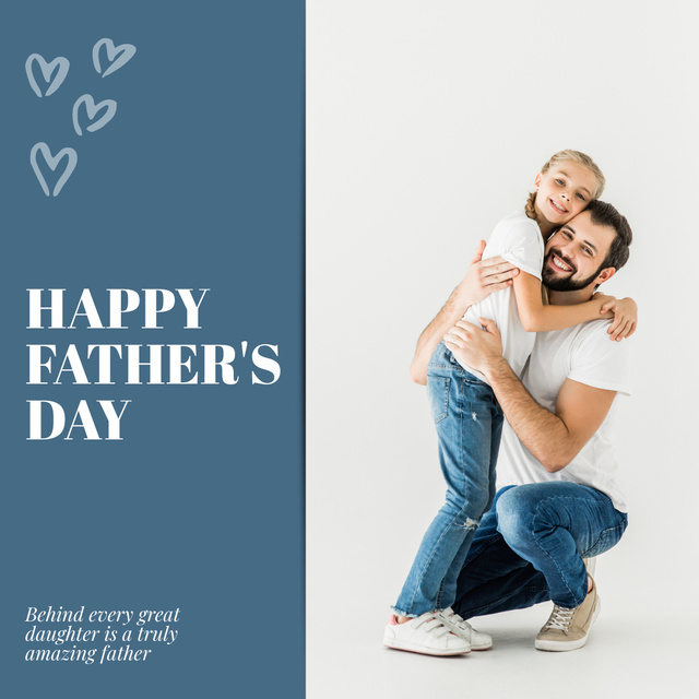 Ontwerpsjabloon van Instagram van Wishing Happy Father's Day And Hug
