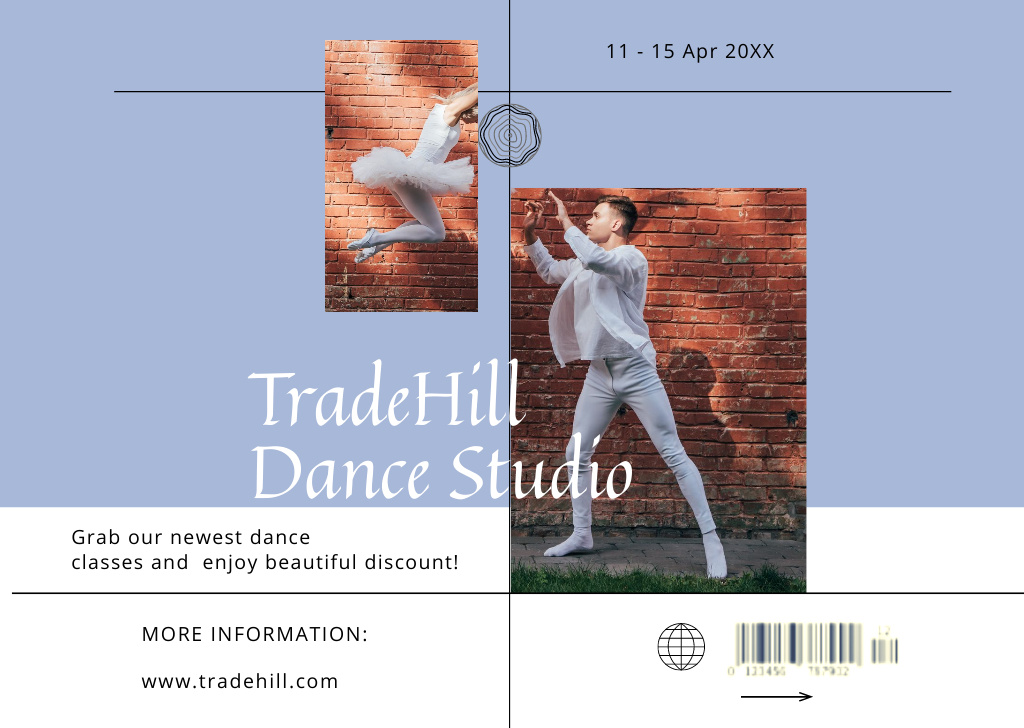 Dance Studio Invitation Flyer A6 Horizontal – шаблон для дизайна