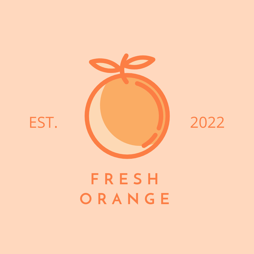 Seasonal Produce Ad with Illustration of Orange Logo Design Template