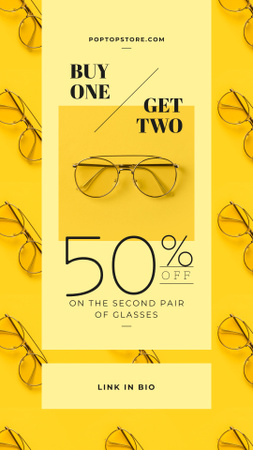 Aviator glasses on yellow background Instagram Story Design Template