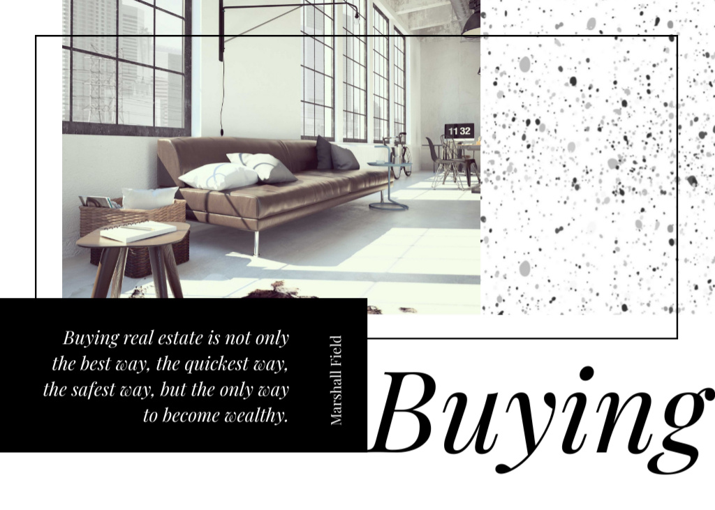 Real Estate Offer And Modern Light Living Room Interior Postcard 5x7in Šablona návrhu