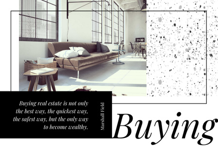 Real Estate Offer And Modern Light Living Room Interior Postcard 5x7in Design Template