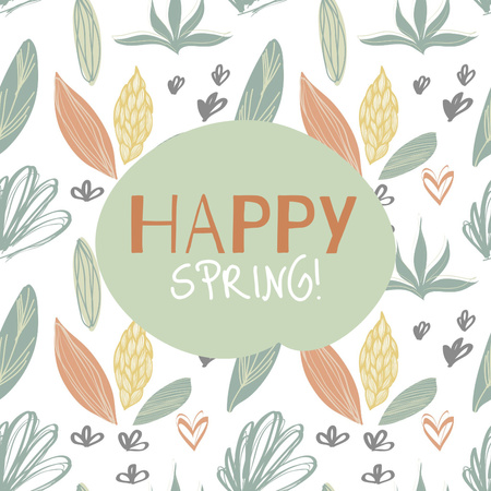 Spring Greeting with Floral Pattern Instagram Design Template