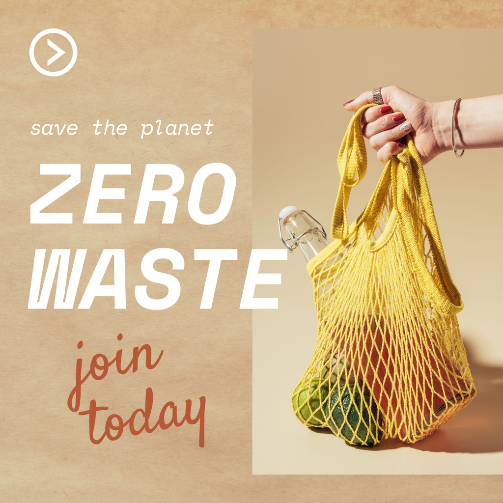 Zero Waste Concept with Fruits in Eco Bag Instagramデザインテンプレート