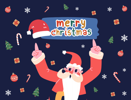 Modèle de visuel Christmas Cheers with Illustration of Joyful Santa - Postcard 4.2x5.5in