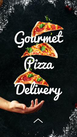 Plantilla de diseño de Porciones De Pizza Crujientes Y Oferta De Servicio A Domicilio Instagram Video Story 